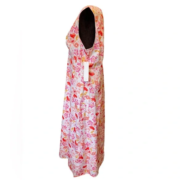 NEW Chloe + Rene White Pink Boho Hippie Earthy Preppy Artsy Floral Maxi Dress - Picture 4 of 7
